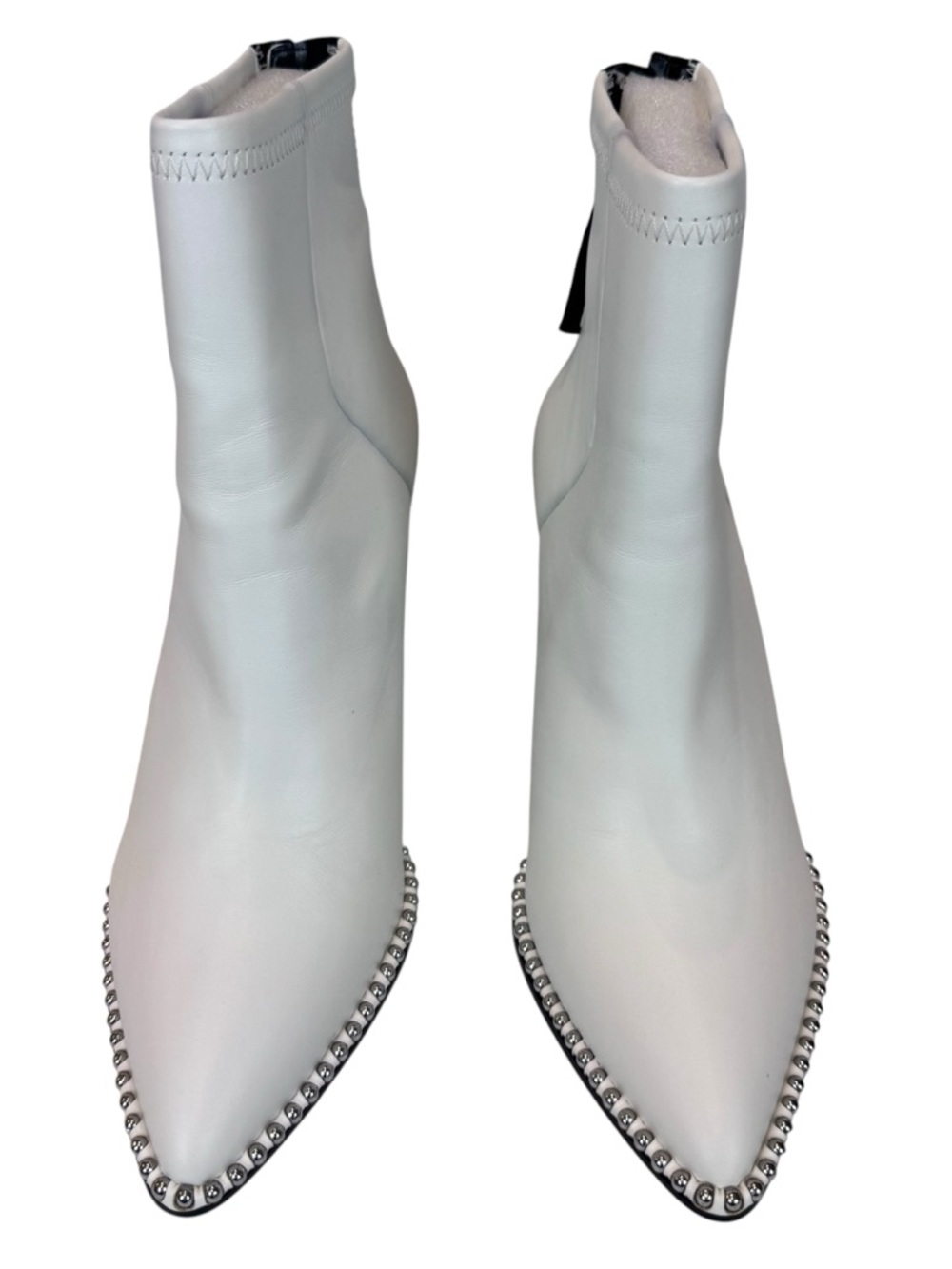 BCBGeneration Beya Pointy Toe Heeled Booties Women’s Size 9 Leather Studs White - Picture 5 of 16